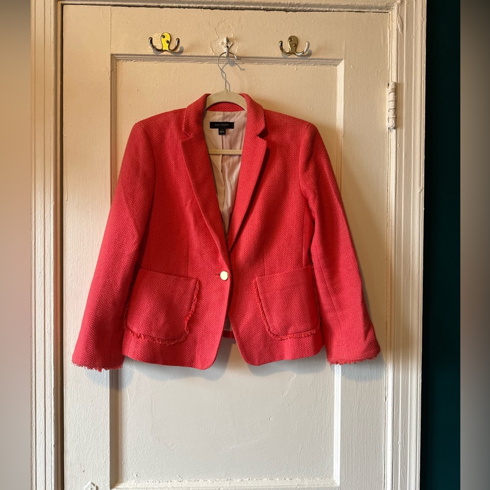 Ann Taylor Coral Pink Textured Blazer